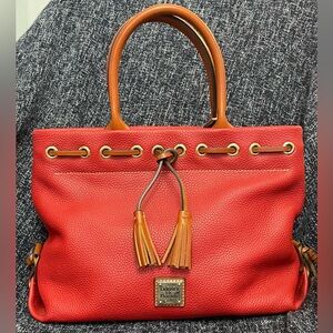 Dooney & Bourke Red Pebble Grain Tassel Tote